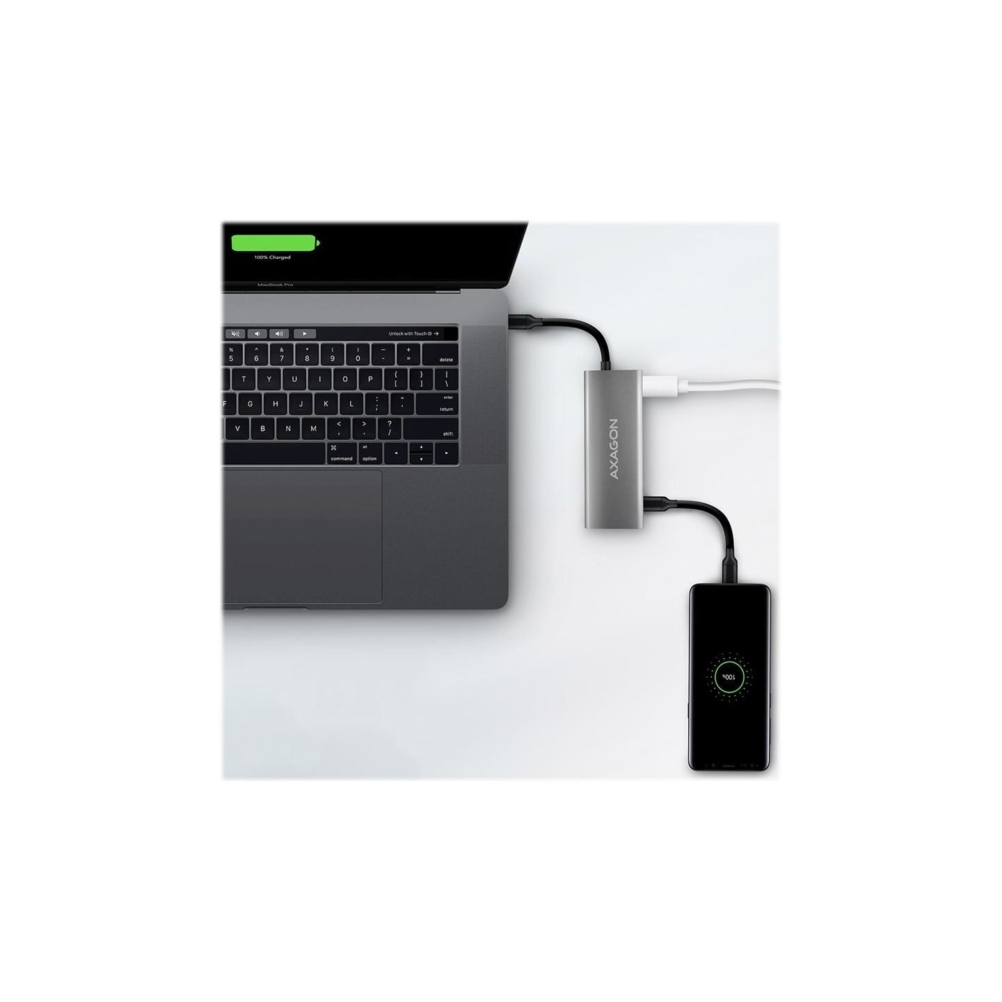 Axagon HMC-5G2 2x USB-A + 2x USB-C + HDMI, USB-C 3.2 Gen 2 10Gbps hub, PD 60W, 13cm USB-C cable