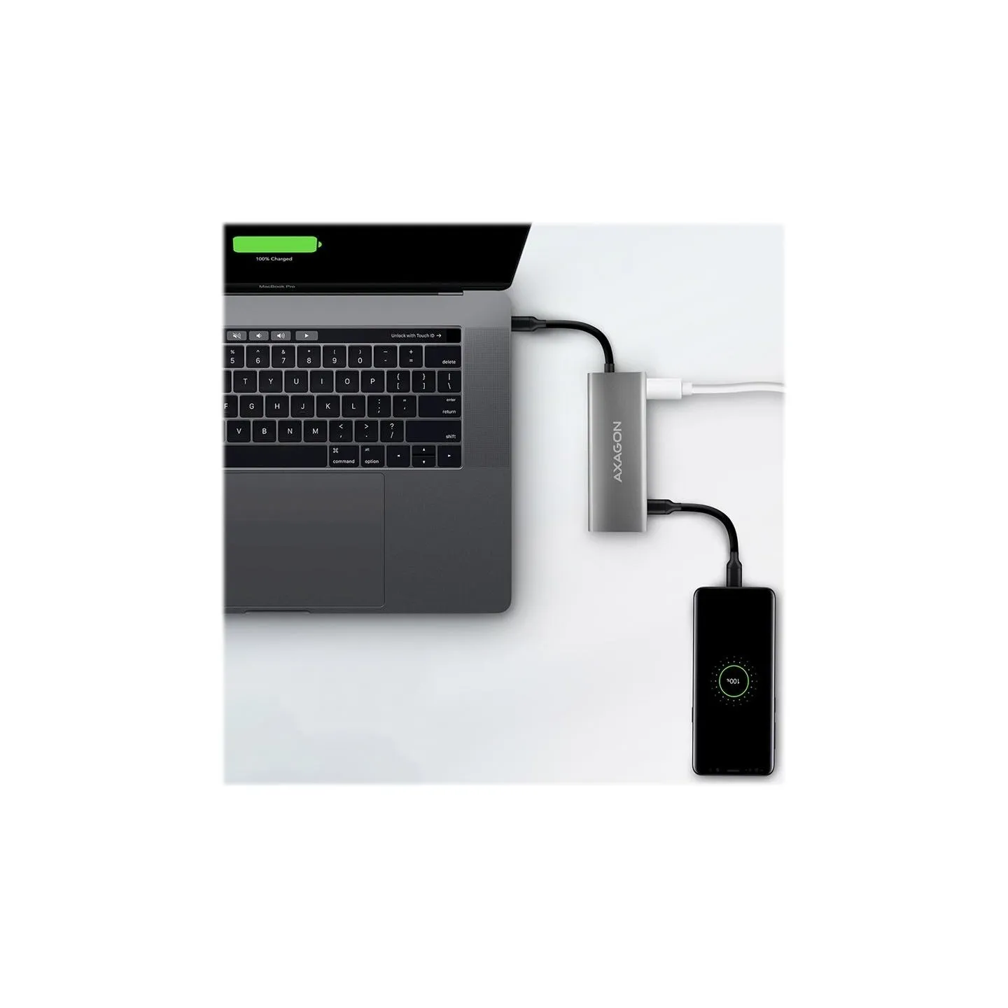 Axagon HMC-5G2 2x USB-A + 2x USB-C + HDMI, USB-C 3.2 Gen 2 10Gbps hub, PD 60W, 13cm USB-C cable