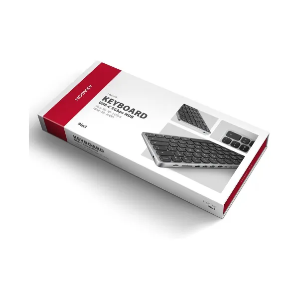 Axagon HMC-KB-US USB hub 8in1 5Gbps keyboard HDMI PD