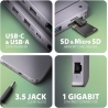 Axagon Multiport USB-C 10Gbps hub. NVMe/SATA M.2, HDMI and DisplayPort. Cable USB-C 50 cm.