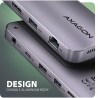 Axagon Multiport USB-C 10Gbps hub. NVMe/SATA M.2, HDMI and DisplayPort. Cable USB-C 50 cm.