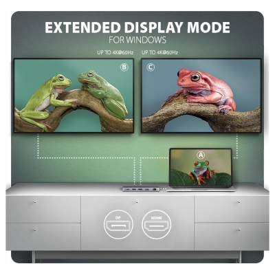 Axagon HMC-12GM2 USB hub 12in1 10Gbps HDMI DP LAN M.2