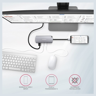 Axagon Hub HMC-6M2 USB-C 3.2 Gen 1 hub w. M.2 SATA + HDMI + GLAN + 2x USB-A + PD 100W