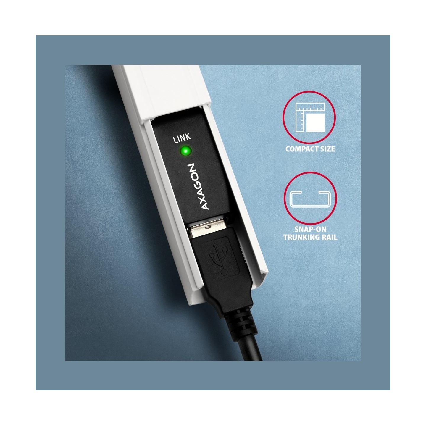 Axagon Active extension USB 2.0 A-M> A-F cable, 5 m long. Power supply option.