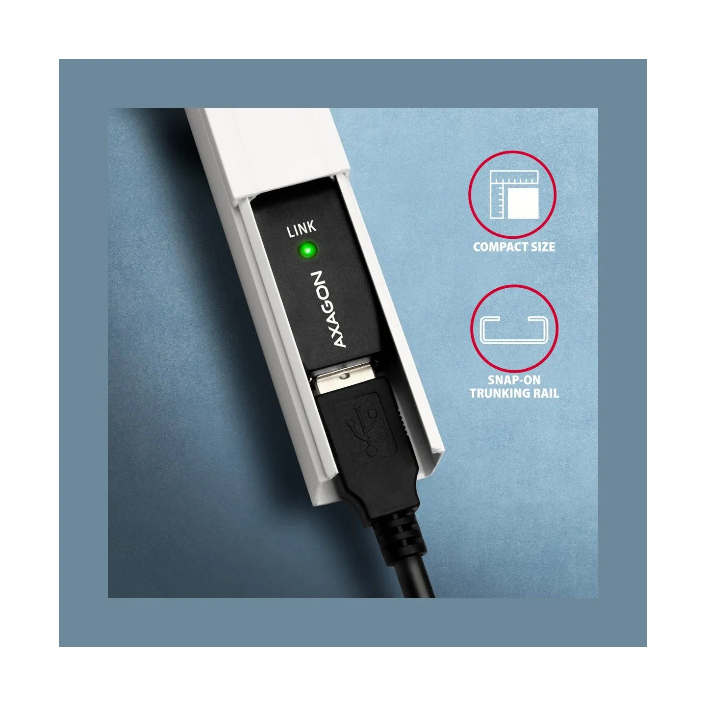 Axagon Active extension USB 2.0 A-M> A-F cable, 5 m long. Power supply option.