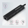 Axagon Hub HMA-GL3A 3x USB-A + GLAN, USB3.2 Gen 1, metal, 20cm USB-A cable