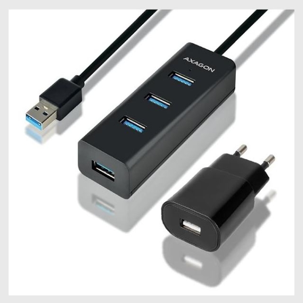 Axagon Charging Hub HUE-S2BP 4x USB 3.2 Gen 1, 1.2m Cable, MicroUSB Charging, Incl. AC Adapter