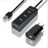 Axagon Charging Hub HUE-S2BP 4x USB 3.2 Gen 1, 1.2m Cable, MicroUSB Charging, Incl. AC Adapter