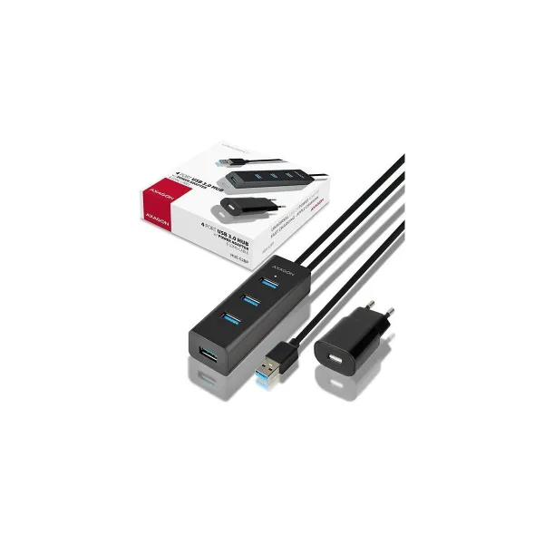 Axagon Charging Hub HUE-S2BP 4x USB 3.2 Gen 1, 1.2m Cable, MicroUSB Charging, Incl. AC Adapter