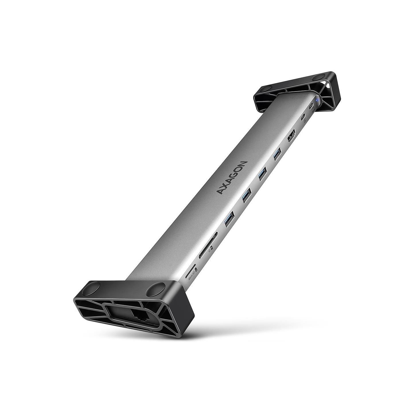 Axagon HMC-10HLS, USB 5Gbps hub, 4x USB-A, HDMI 4K/60Hz, RJ-45, SD/microSD, PD 100W, 25cm USB-C cable