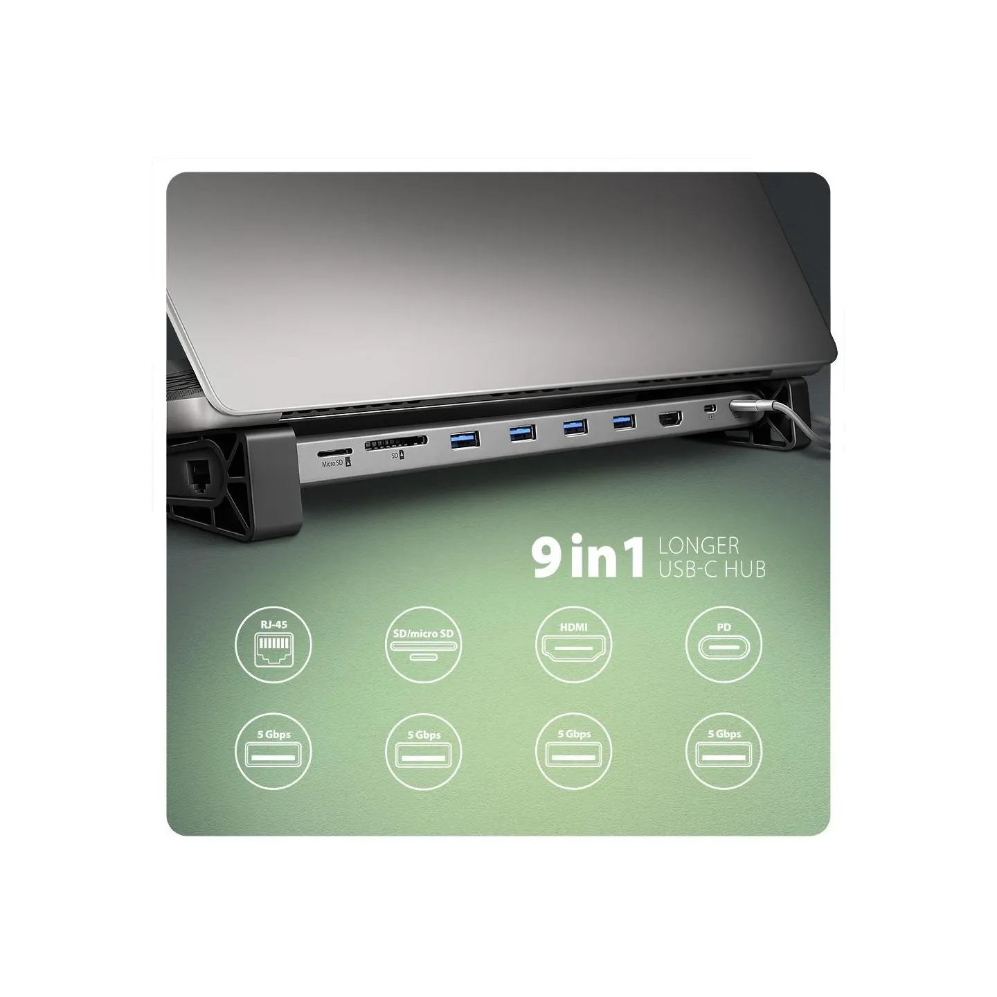 Axagon HMC-10HLS USB hub 10in1 5Gbps,4xUSB,HDMI,LAN,SD