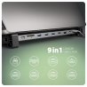 Axagon HMC-10HLS, USB 5Gbps hub, 4x USB-A, HDMI 4K/60Hz, RJ-45, SD/microSD, PD 100W, 25cm USB-C cable