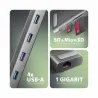 Axagon HMC-10HLS, USB 5Gbps hub, 4x USB-A, HDMI 4K/60Hz, RJ-45, SD/microSD, PD 100W, 25cm USB-C cable