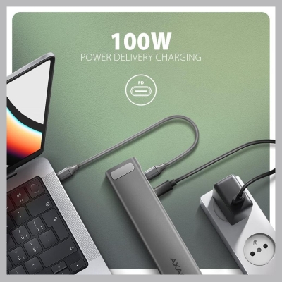 Axagon HMC-10HLS USB hub 10in1 5Gbps,4xUSB,HDMI,LAN,SD