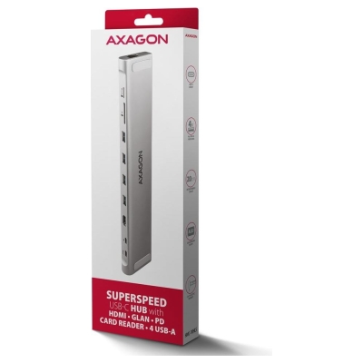 Axagon HMC-10HLS USB hub 10in1 5Gbps,4xUSB,HDMI,LAN,SD