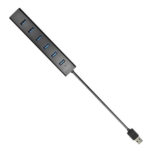 Axagon HUE-SA7BP 7x USB3.0 ALU Charging Hub Incl. AC Adapter, Black