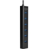 Axagon HUE-SA7BP 7x USB3.0 ALU Charging Hub Incl. AC Adapter, Black