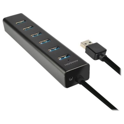 Axagon Charging Hub HUE-SA7BP 7x USB 3.2 Gen 1 ALU Incl. AC Adapter, Black