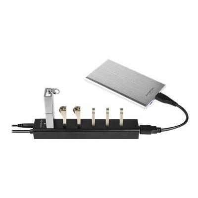 Axagon Charging Hub HUE-SA7BP 7x USB 3.2 Gen 1 ALU Incl. AC Adapter, Black