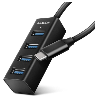 Axagon HUE-M1C 4x USB3.2 Gen 1 MINI hub, metal, 20cm USB-C cable