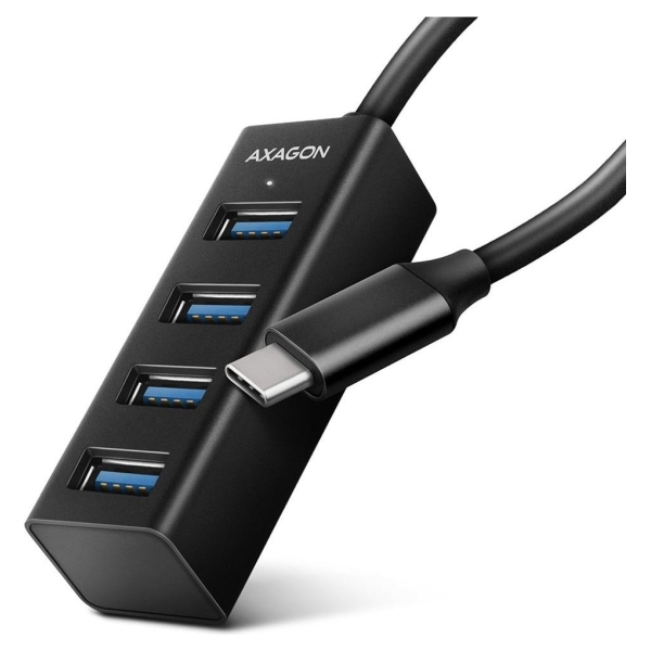Axagon HUE-M1C 4x USB3.2 Gen 1 MINI hub, metal, 20cm USB-C cable