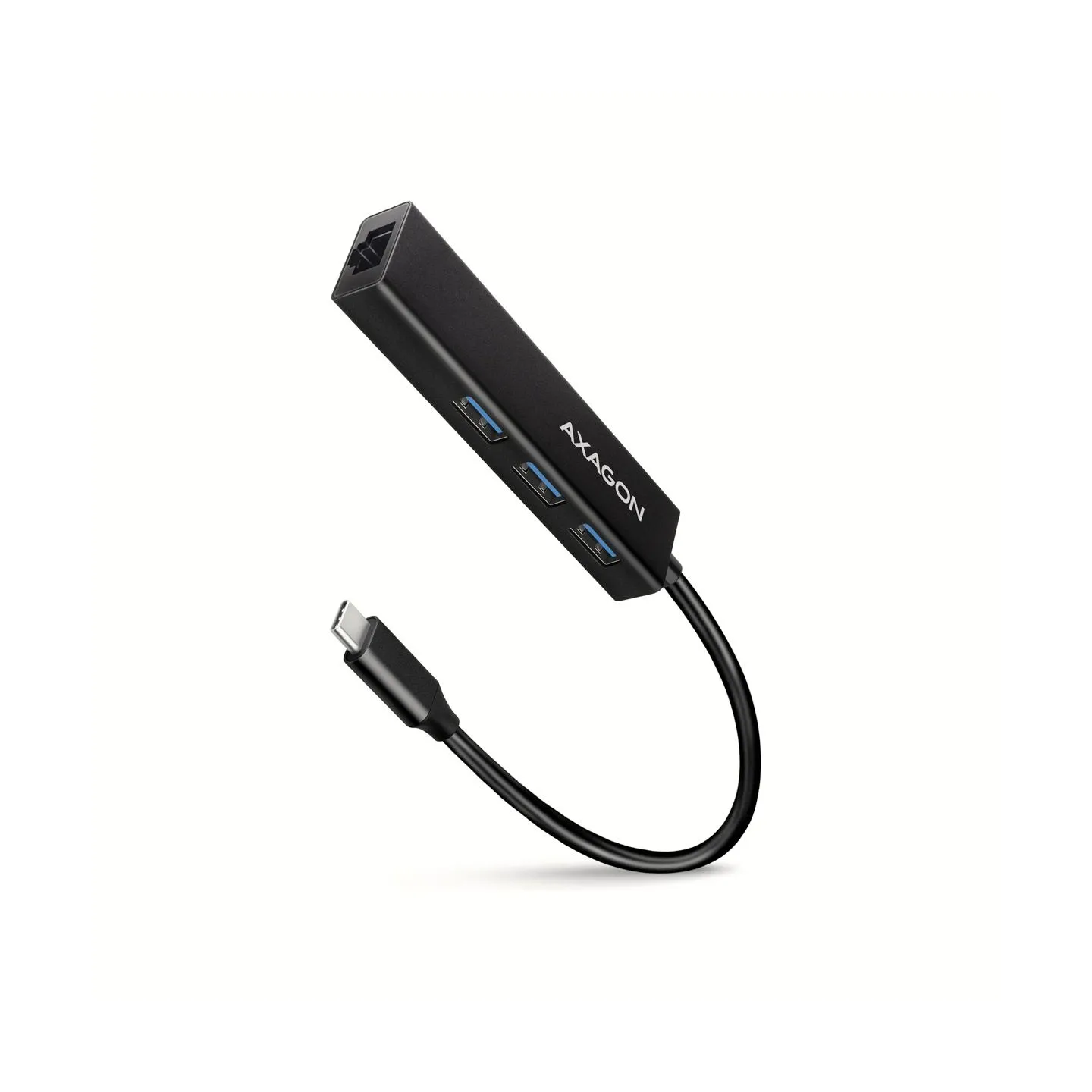 Axagon Network card HMC-GL3A 3x USB-A + GLAN, USB 3.2 Gen 1 hub, metal, 20cm USB-C cable