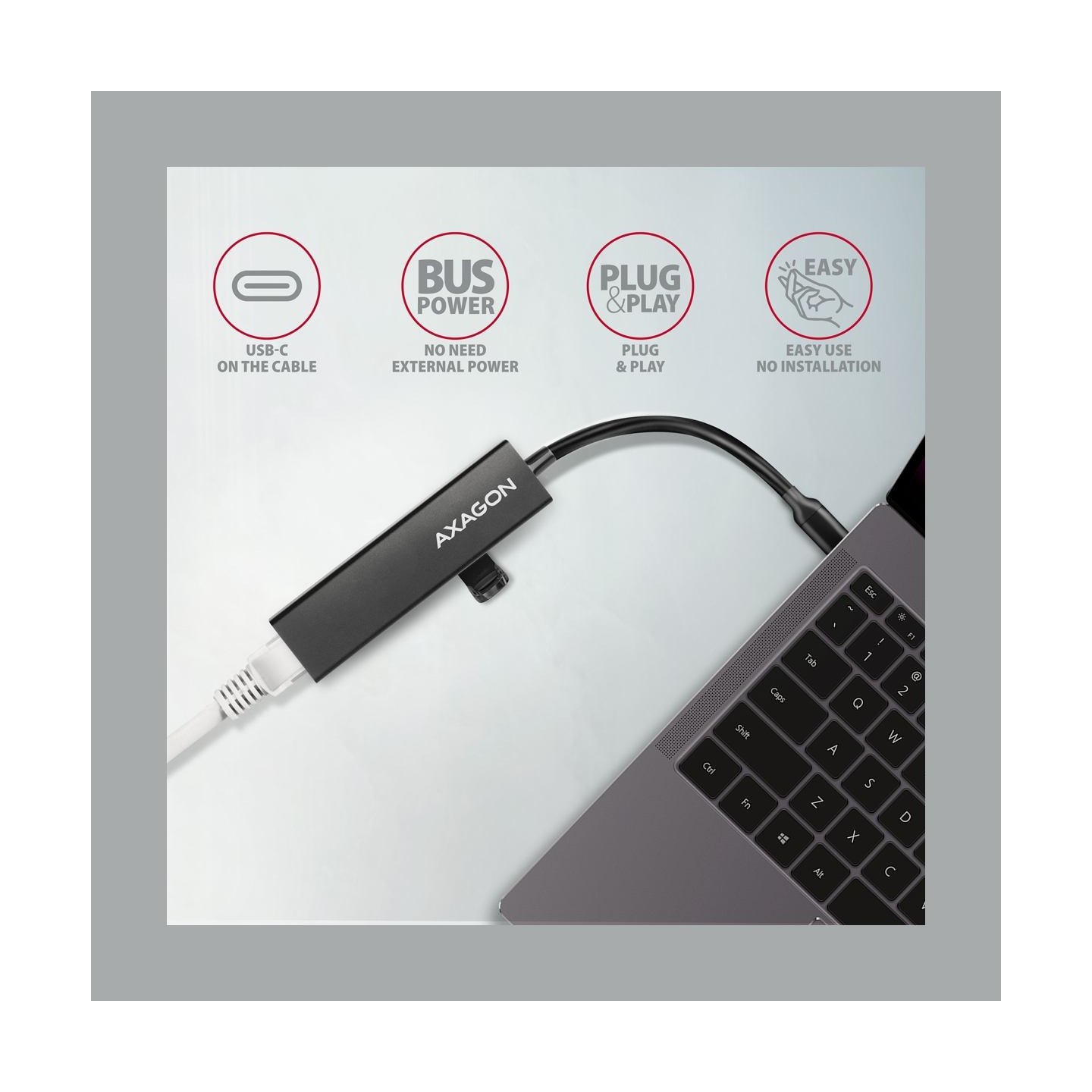 Axagon HMC-GL3A SUPERSPEED USB-C HUB + GIGABIT LAN