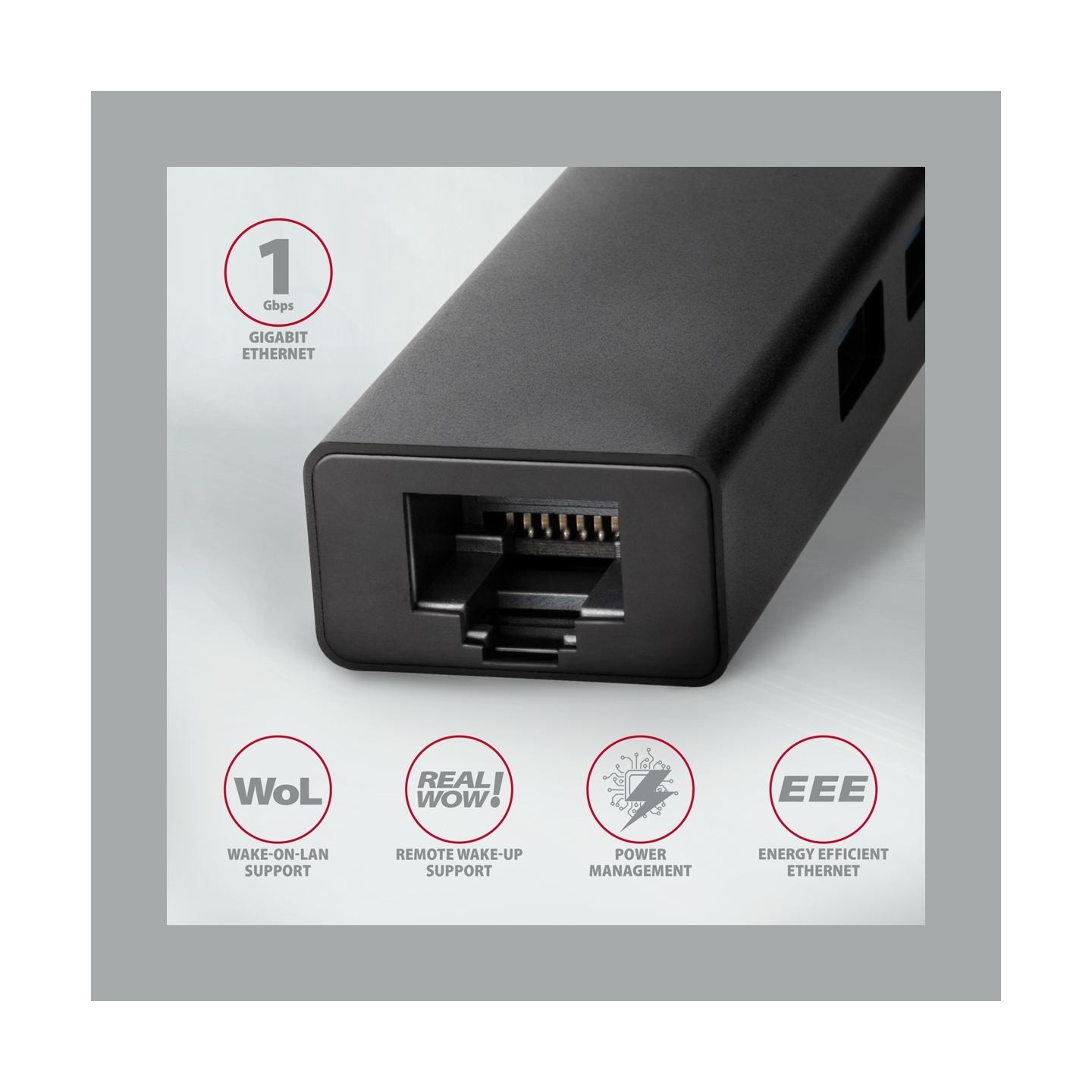 Axagon Network card HMC-GL3A 3x USB-A + GLAN, USB 3.2 Gen 1 hub, metal, 20cm USB-C cable