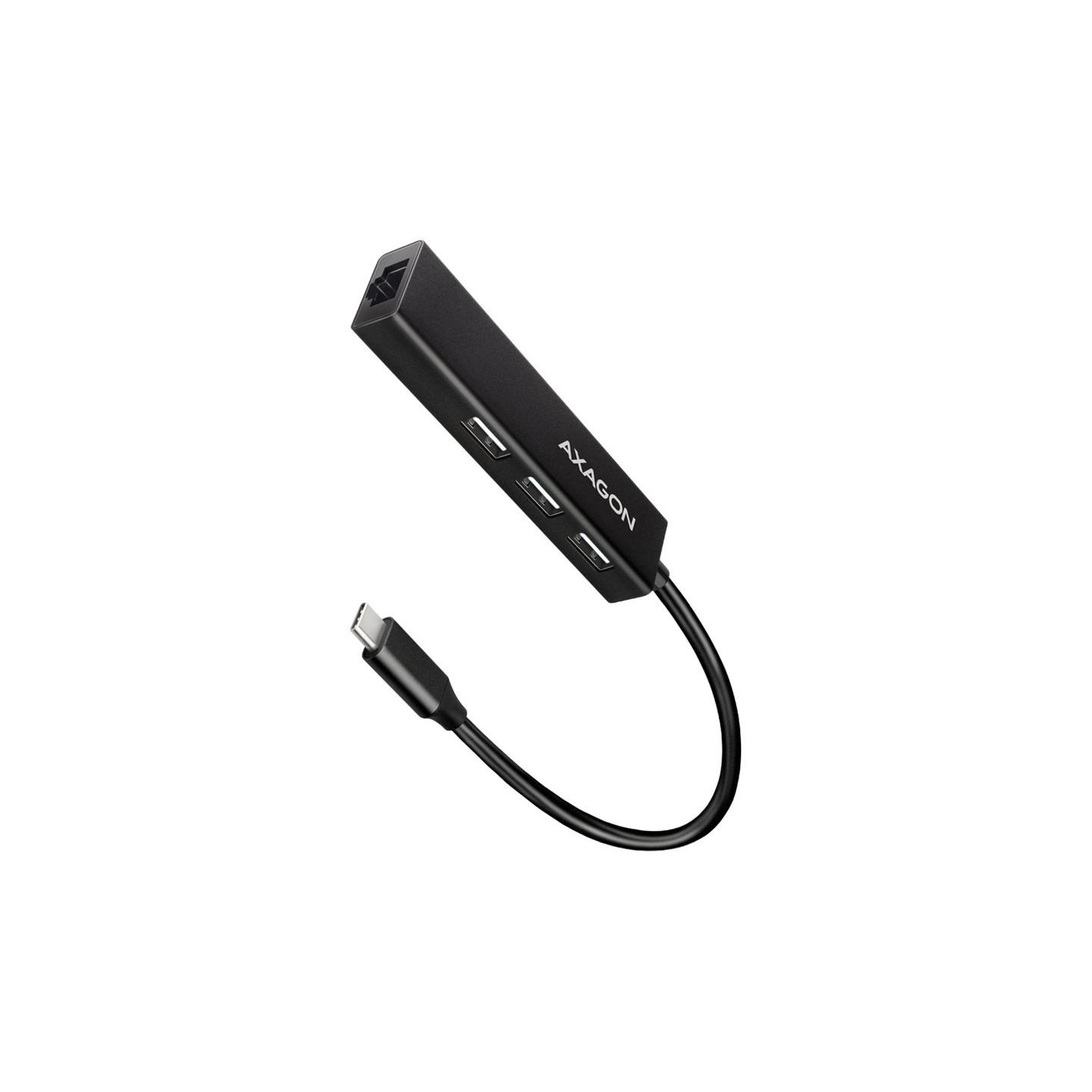 Axagon Network card HMC-GL3A 3x USB-A + GLAN, USB 3.2 Gen 1 hub, metal, 20cm USB-C cable