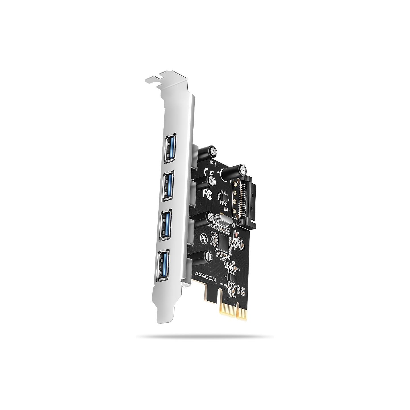 Axagon PCEU-430RS PCIe card - 4x USB 5Gbps port, SATA power, Renesas PD720201, SP