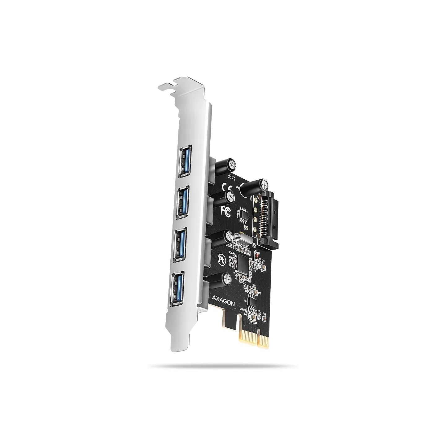 Axagon PCEU-430RS PCIe card - 4x USB 5Gbps port, SATA power, Renesas PD720201, SP