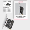 Axagon PCEU-430RS PCIe card - 4x USB 5Gbps port, SATA power, Renesas PD720201, SP
