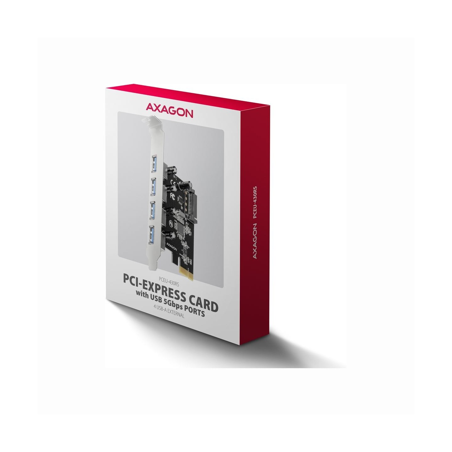 Axagon PCEU-430RS PCIe card - 4x USB 5Gbps port, SATA power, Renesas PD720201, SP