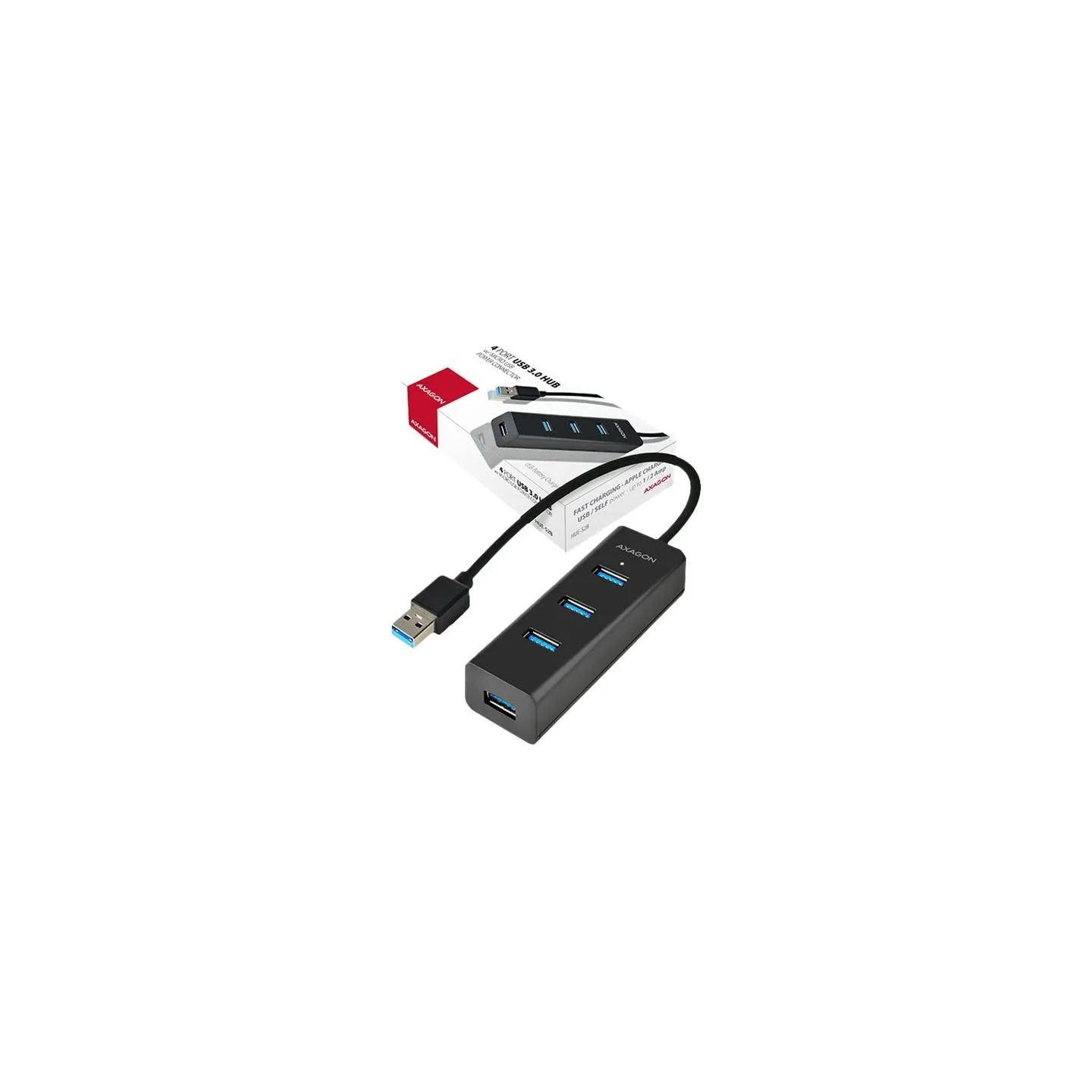 Axagon HUE-S2B 4x USB3.0 Charging Hub, MicroUSB Charging Connector