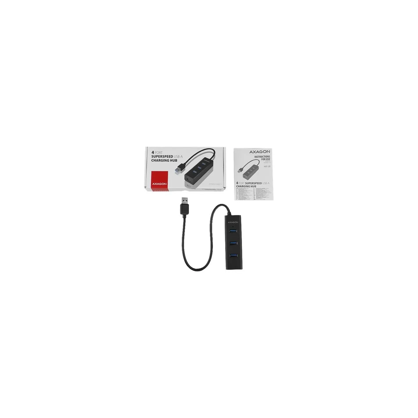 Axagon HUE-S2B 4x USB3.0 Charging Hub, MicroUSB Charging Connector