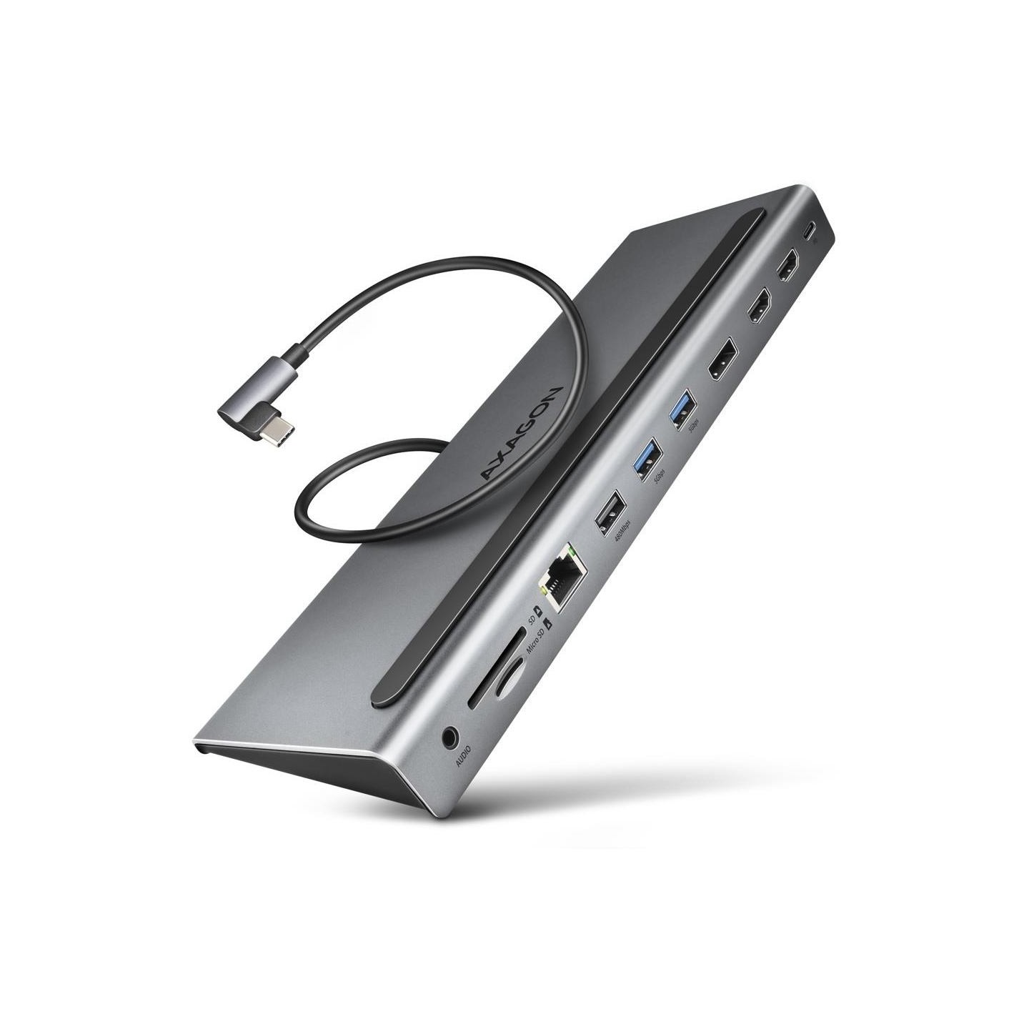 Axagon HMC-4KX3 3x USB- A/2xHDMI/DP/GLAN/SD/PD