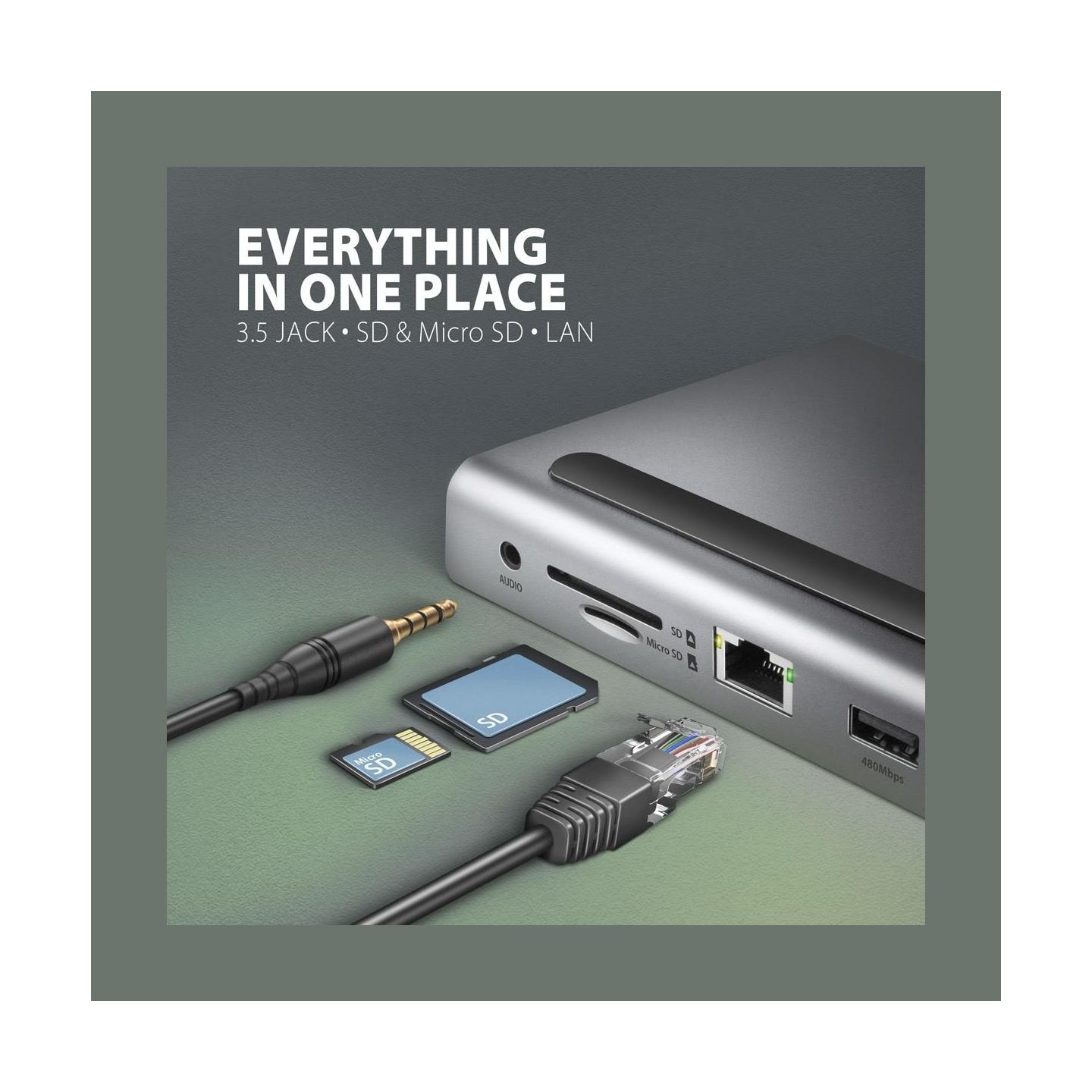 Axagon HMC-4KX3 3x USB- A/2xHDMI/DP/GLAN/SD/PD
