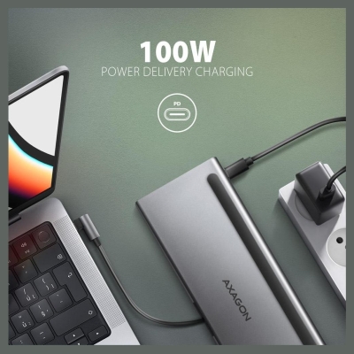 Axagon HMC-4KX3 3x USB- A/2xHDMI/DP/GLAN/SD/PD