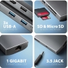 Axagon HMC-8HLSA USB hub 8in1 5Gbps HDMI audio LAN PD