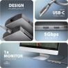 Axagon HMC-8HLSA USB-C 3.2 Gen 1 hub, 3x USB-A + 4K/30Hz HDMI + SD/microSD, GLAN, Audio, PD 100W, 20cm USB-C cable