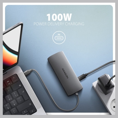 Axagon HMC-8HLSA USB hub 8in1 5Gbps HDMI audio LAN PD