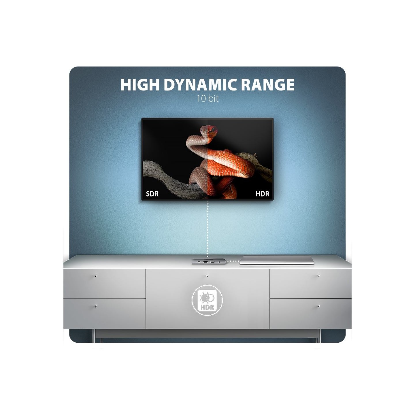 Axagon HMC-8HLSA USB-C 3.2 Gen 1 hub, 3x USB-A + 4K/30Hz HDMI + SD/microSD, GLAN, Audio, PD 100W, 20cm USB-C cable