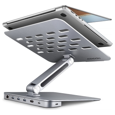 Axagon HMC-STND USB hub 6in1 ALU stand for laptop