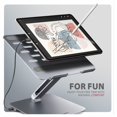 Axagon HMC-STND USB hub 6in1 ALU stand for laptop