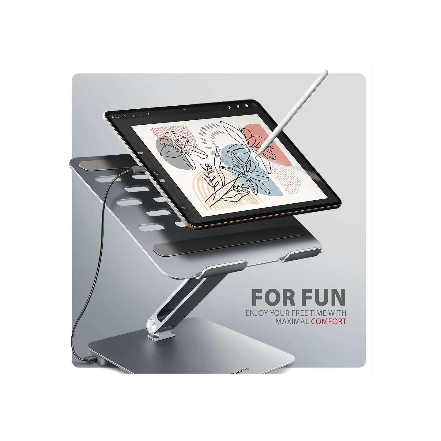 Axagon HMC-STND ALU stand with HUB 5Gbps, for 10" - 16" laptops, adjustable, 3x USB-A, HDMI 4K/60Hz, GLAN, PD 100W, USB-C input