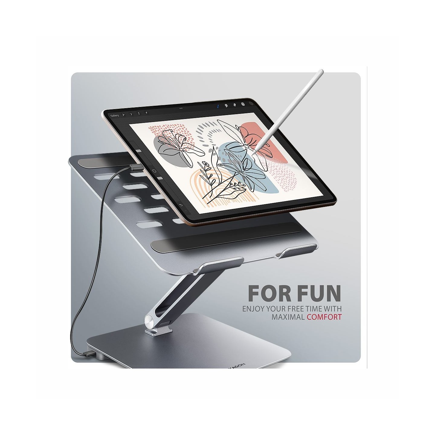 Axagon HMC-STND USB hub 6in1 ALU stand for laptop