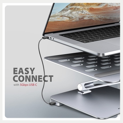 Axagon HMC-STND USB hub 6in1 ALU stand for laptop