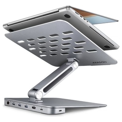 Axagon HMC-STND USB hub 6in1 ALU stand for laptop
