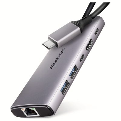 Axagon HMC-6G2L 2x USB-A 10Gbps, 1x USB-C 10Gbps, 4K/60Hz HDMI, RJ-45, USB 3.2 Gen 2 hub, PD 100W, 15cm USB-C cable