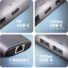 Axagon HMC-6G2L 2x USB-A 10Gbps, 1x USB-C 10Gbps, 4K/60Hz HDMI, RJ-45, USB 3.2 Gen 2 hub, PD 100W, 15cm USB-C cable